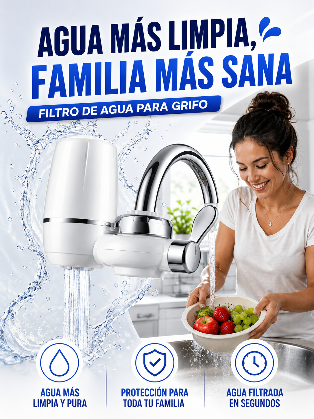 Filtro Purificador de Agua para Grifo de Alta Eficiencia