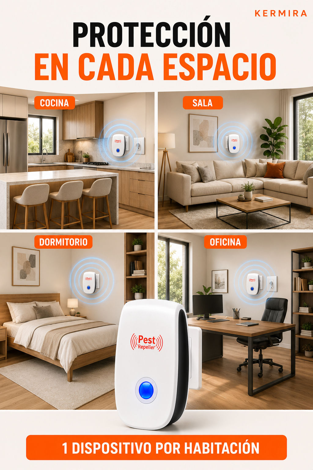 PestGuard™ – Repelente Ultrasónico de Plagas