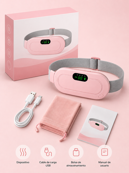 CalmaLuna™ - Cinturón Térmico Inteligente con Calor y Masaje para Cólicos Menstruales