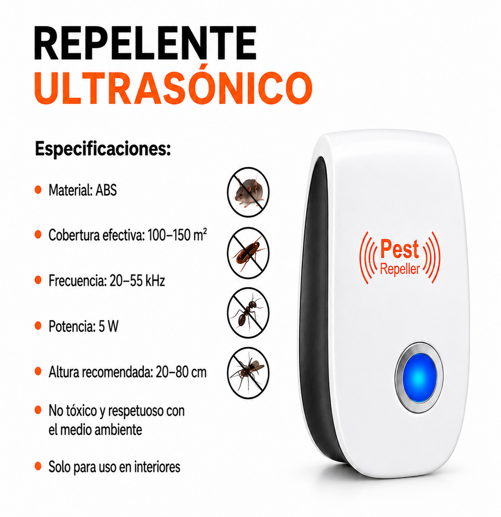 PestGuard™ – Repelente Ultrasónico de Plagas
